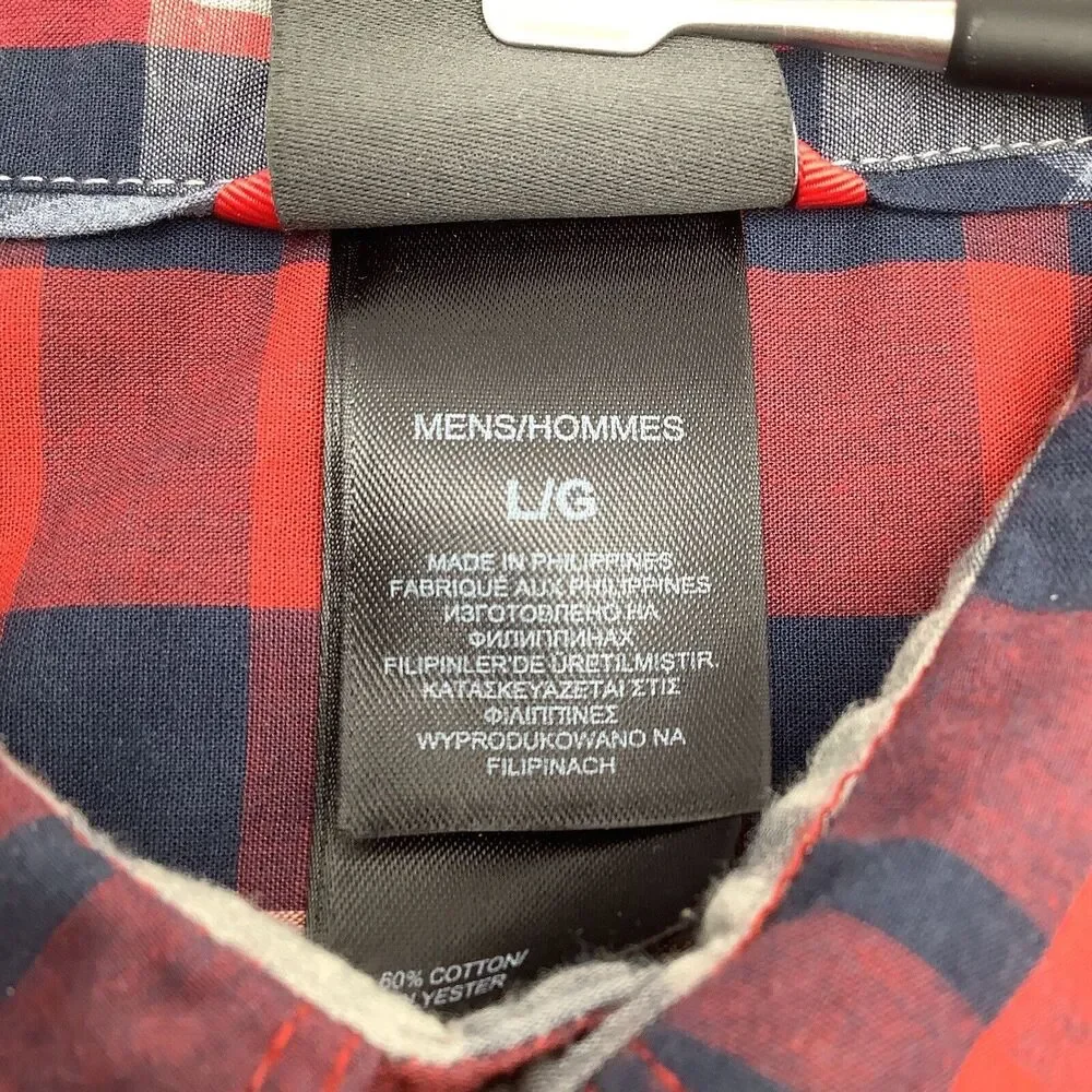 The North Face Mens Short Sleeve‎ Snap Button Shirt Red Plaid Size Large